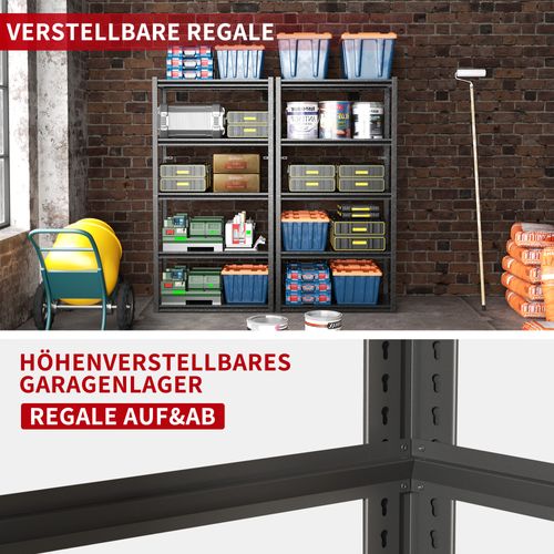 étagère Métallique Industrielle 5 Niveaux 650kg, Réglable, H160×b80×t40cm