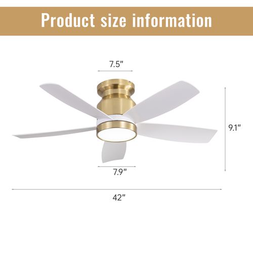 Ventilateur De Plafond 107 Cm LED Dimmable Dc Moteur Réversible Avec Télécommande