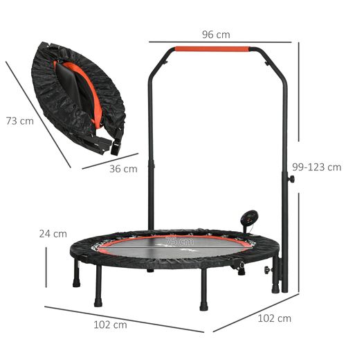 Mini Trampoline De Fitness 102 Cm Avec Poignée Réglable Et écran LCD