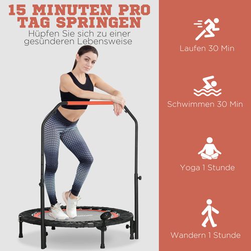 Mini Trampoline De Fitness 102 Cm Avec Poignée Réglable Et écran LCD