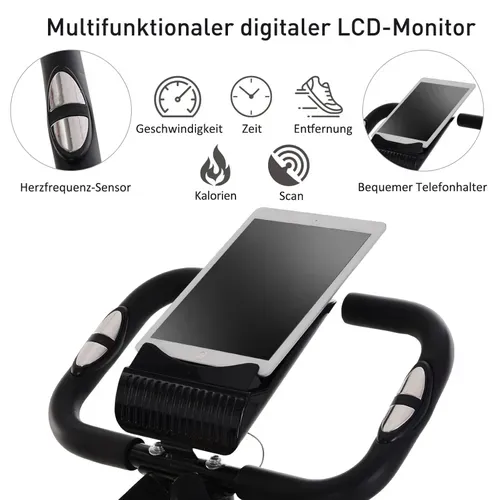 Hometrainer 2-en-1 Pliable Avec Résistance Magnétique 8 Niveaux Et élastiques