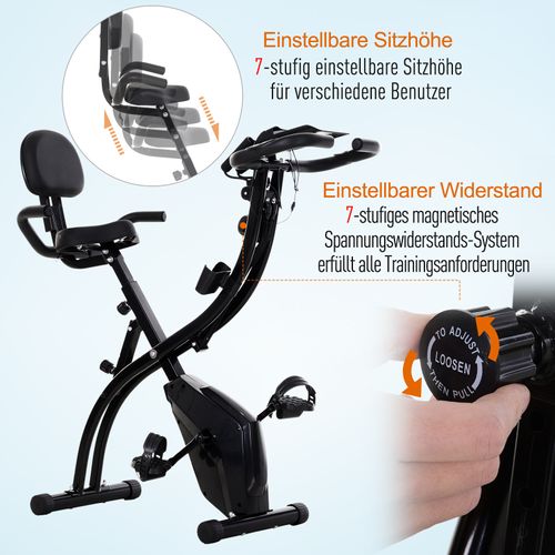 Hometrainer 2-en-1 Pliable Avec Résistance Magnétique 8 Niveaux Et élastiques