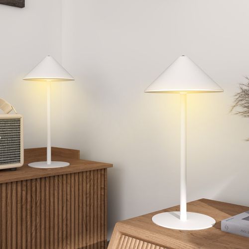 Lot De 2 Lampes De Table LED Rechargeables 3 Couleurs Touch Métal Blanc