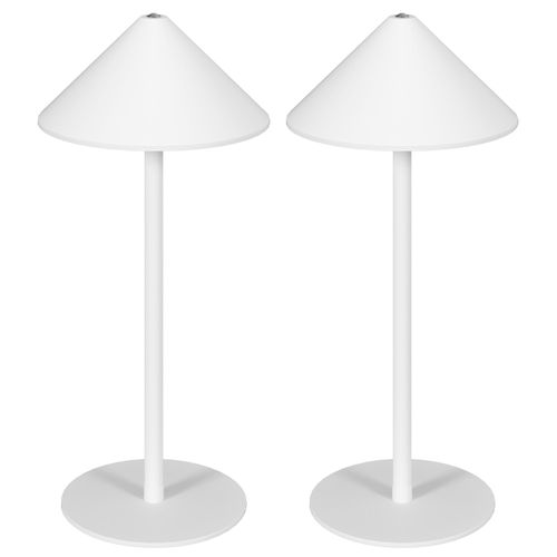 Lot De 2 Lampes De Table LED Rechargeables 3 Couleurs Touch Métal Blanc