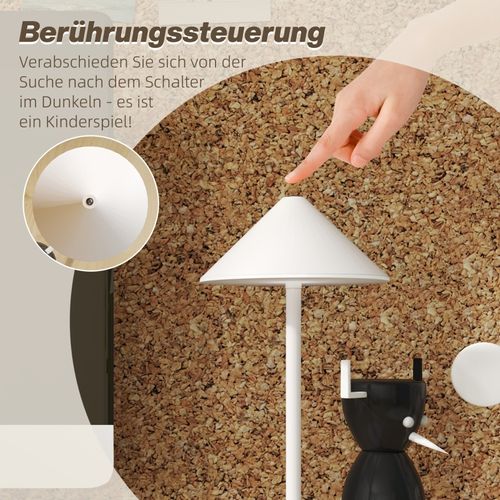 Lot De 2 Lampes De Table LED Rechargeables 3 Couleurs Touch Métal Blanc