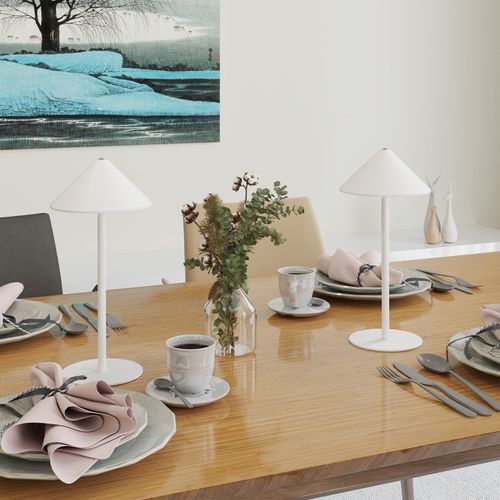 Lot De 2 Lampes De Table LED Rechargeables 3 Couleurs Touch Métal Blanc