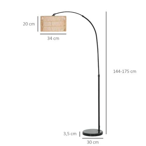 Lampadaire Salon Avec Abat-jour En Lin Et Pied Ajustable Noir