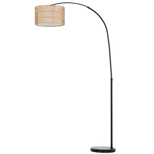 Lampadaire Salon Avec Abat-jour En Lin Et Pied Ajustable Noir