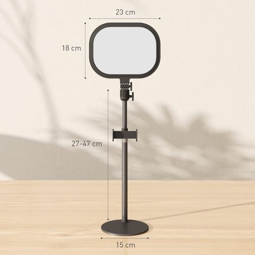 Lampe De Table LED Avec Support Téléphone, 5 Couleurs Et 10 Intensités, Métal Noir