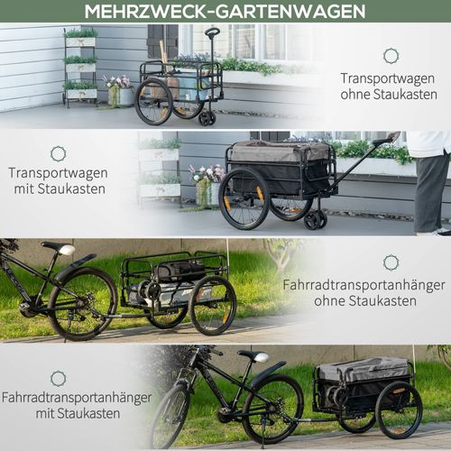Remorque Vélo 2-en-1 40 Kg Transformable En Chariot Avec Roues 20"