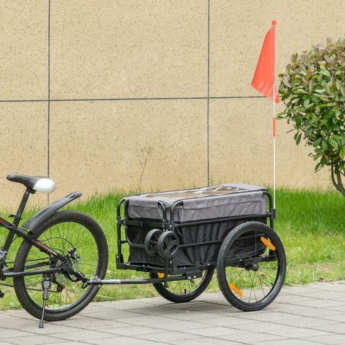 Remorque Vélo 2-en-1 40 Kg Transformable En Chariot Avec Roues 20"