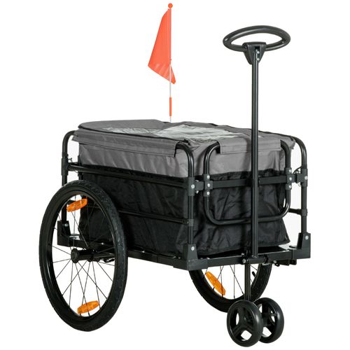 Remorque Vélo 2-en-1 40 Kg Transformable En Chariot Avec Roues 20"