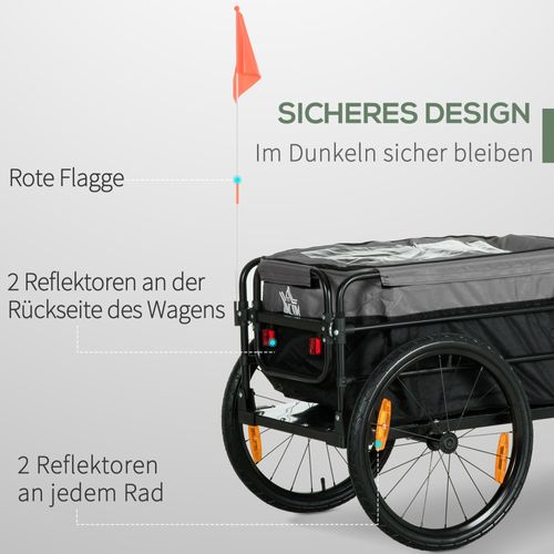Remorque Vélo 2-en-1 40 Kg Transformable En Chariot Avec Roues 20"