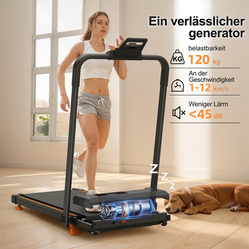 Tapis De Course 3-en-1 Pliable Pour Bureau Et Domicile, Incliné, 120kg