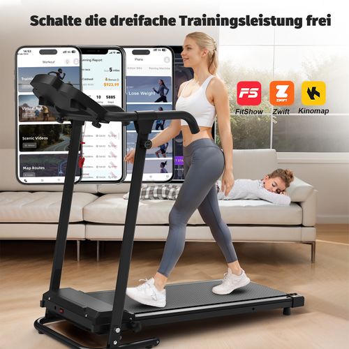 Tapis De Course 2-en-1 Pliable Avec App, 12 Km/h, 120 Kg, Amorti