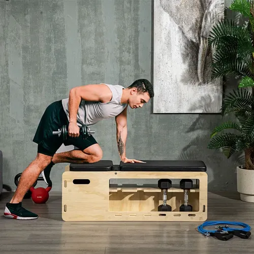 Banc De Musculation Réglable Avec Rangement Et Bandes De Résistance