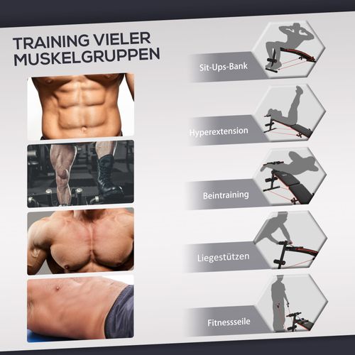 Banc Multifonction Pliable Pour Abdominaux Avec Cordes De Résistance