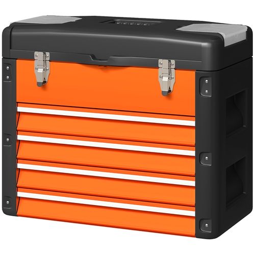 Coffret à Outils Orange 4 Tiroirs Avec Plateau Et Compartiments 49,7x25,3x40,7 Cm
