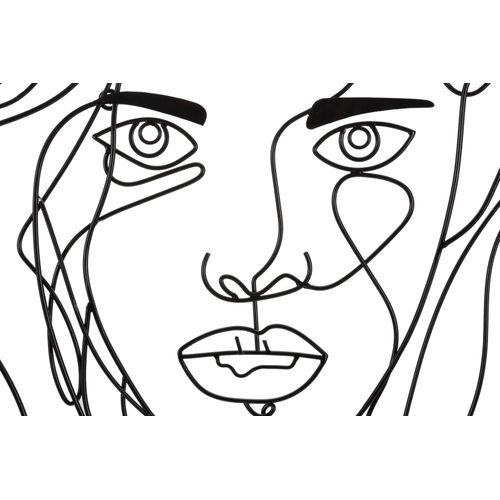 Panneau Mural 3d Visage De Fille Métal Noir 57,5x80 Cm