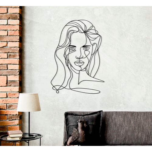 Panneau Mural 3d Visage De Fille Métal Noir 57,5x80 Cm