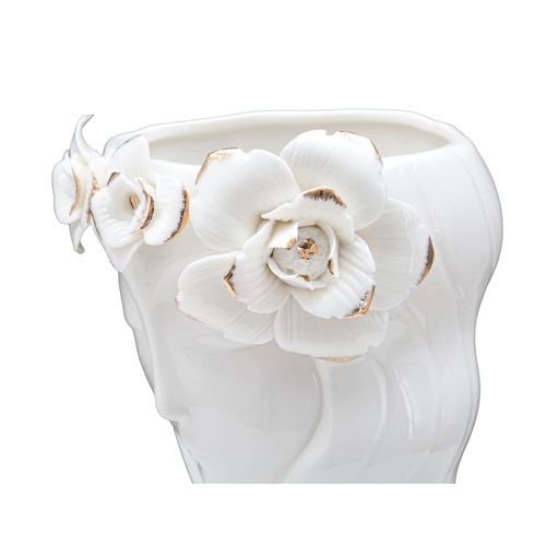 Vase élégant Visage Femme Porcelaine Blanche 14,8x13x29 Cm