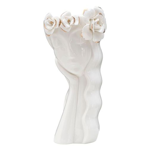 Vase élégant Visage Femme Porcelaine Blanche 14,8x13x29 Cm