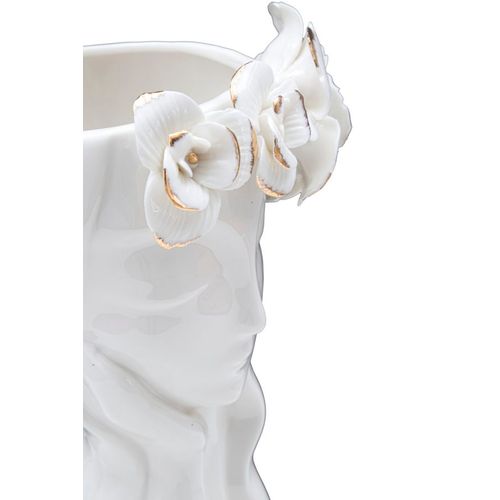 Vase élégant Visage Femme Porcelaine Blanche 14,8x13x29 Cm