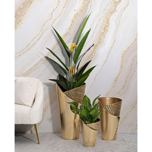 Set 3 Vases Dorés En Métal Design élégant Pour Décoration Intérieure