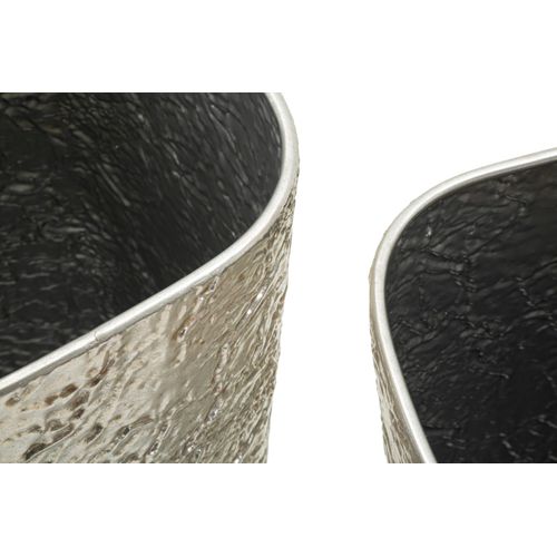 Lot De 2 Grands Vases Déco En Métal Argenté Design Moderne D.41-35 Cm