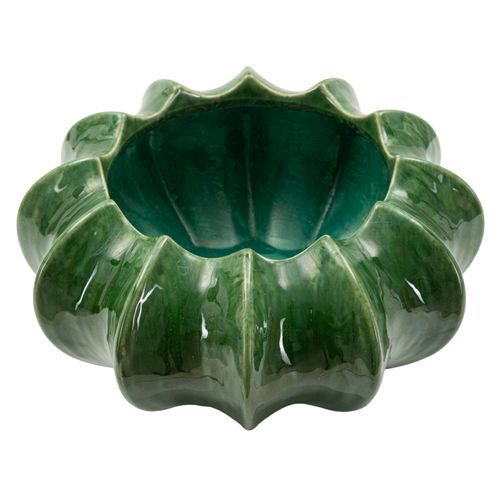 Cache-pot Cactus En Céramique Vert Brillant D.31x16 Cm Décoratif