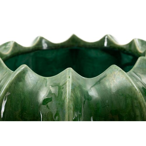 Cache-pot Cactus En Céramique Vert Brillant D.31x16 Cm Décoratif
