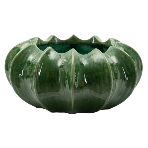 Cache-pot Cactus En Céramique Vert Brillant D.31x16 Cm Décoratif