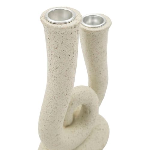 Bougeoir Moderne En Résine Crème 12x7x20 Cm Style Sculptural