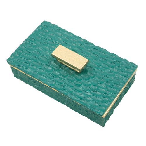 Bougeoir Décoratif En Résine Vert Et Doré 18,8x6,4x10,8 Cm Style Élégant