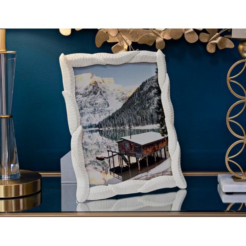 Cadre Photo Crème En Résine Motif Feuilles Entrelacées 25x30 Cm Format 20x25 Cm