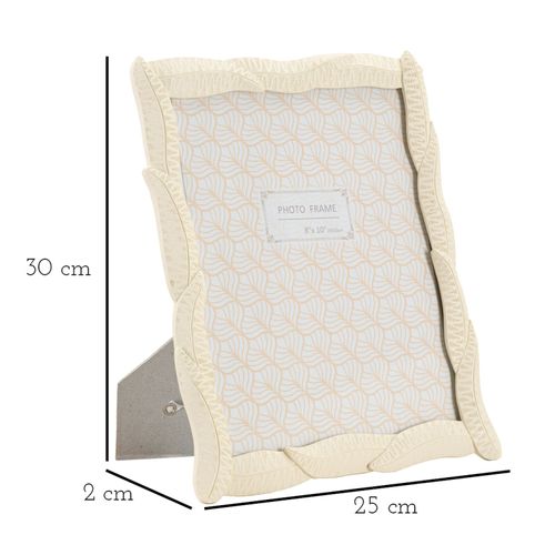 Cadre Photo Crème En Résine Motif Feuilles Entrelacées 25x30 Cm Format 20x25 Cm