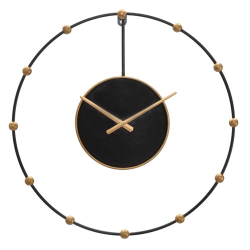 Horloge Murale D.61 Cm Métal Noir Et Doré Design Minimaliste Et Contemporain