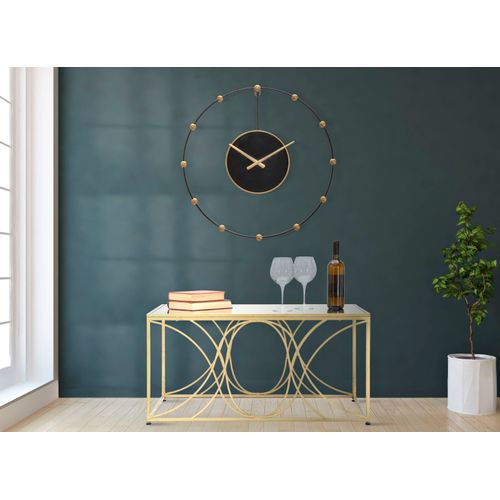 Horloge Murale D.61 Cm Métal Noir Et Doré Design Minimaliste Et Contemporain