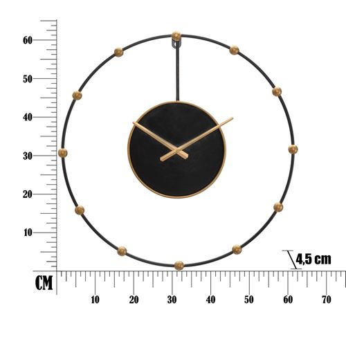 Horloge Murale D.61 Cm Métal Noir Et Doré Design Minimaliste Et Contemporain