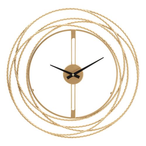 Horloge Murale Design D. 50 Cm En Métal Doré Avec Cercle Entrelacé Pour Intérieur Moderne