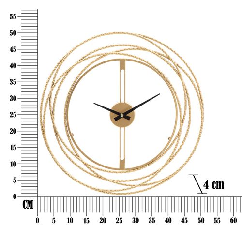 Horloge Murale Design D. 50 Cm En Métal Doré Avec Cercle Entrelacé Pour Intérieur Moderne