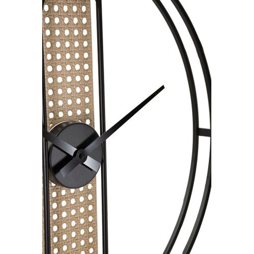 Horloge Murale Ronde 60 Cm Style Bohème Avec Décoration Centrale Façon Paille De Vienne