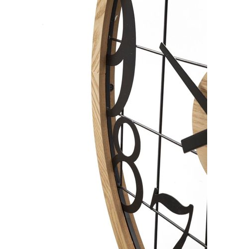 Horloge Murale Ronde 60 Cm En Métal Et Bois Au Design Géométrique Moderne En Carrés Réguliers