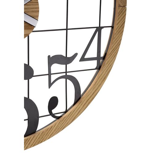 Horloge Murale Ronde 60 Cm En Métal Et Bois Au Design Géométrique Moderne En Carrés Réguliers