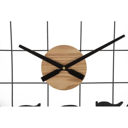 Horloge Murale Ronde 60 Cm En Métal Et Bois Au Design Géométrique Moderne En Carrés Réguliers