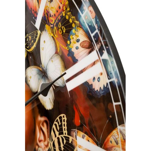 Horloge Murale 60 Cm En Mdf Avec Femme Et Papillons Colorés Dans Les Cheveux