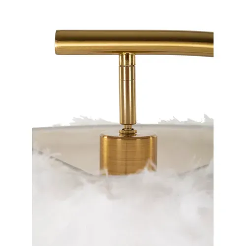 Lampadaire Doré D.33x60x170 Cm Design Arc Avec Abat-jour Plumes