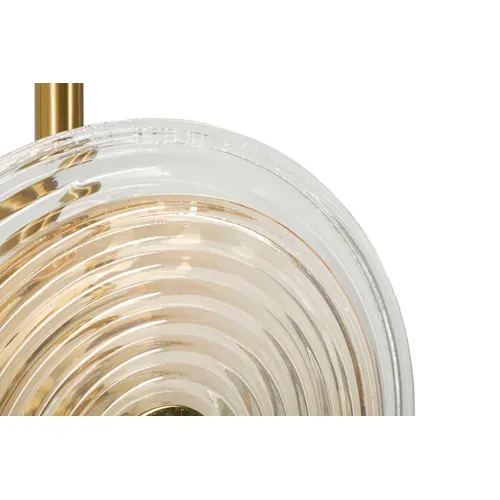 Lampadaire élégant D.30x168 Cm Métal Doré Avec 2 Abat-jours En Verre