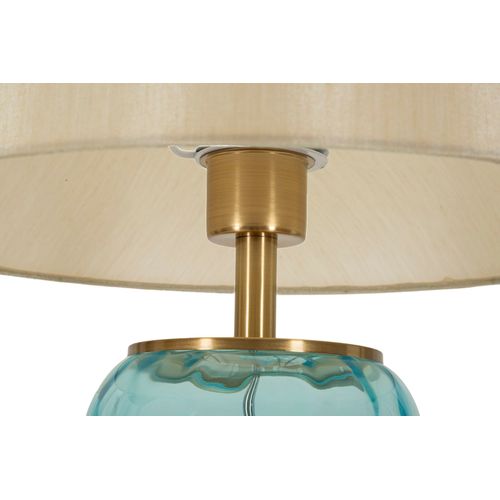 Lampe De Table D.35x73 Cm Colorée Verre Soufflé Métal Et Tissu éclatant