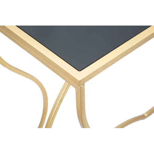 Console élégante Dorée Avec étagère Miroir Noire, Design Sinueux 130x40x75 Cm